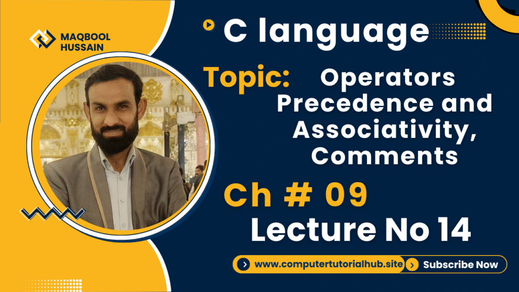 Lecture 14 Operators Precedence and Associativity, Comments