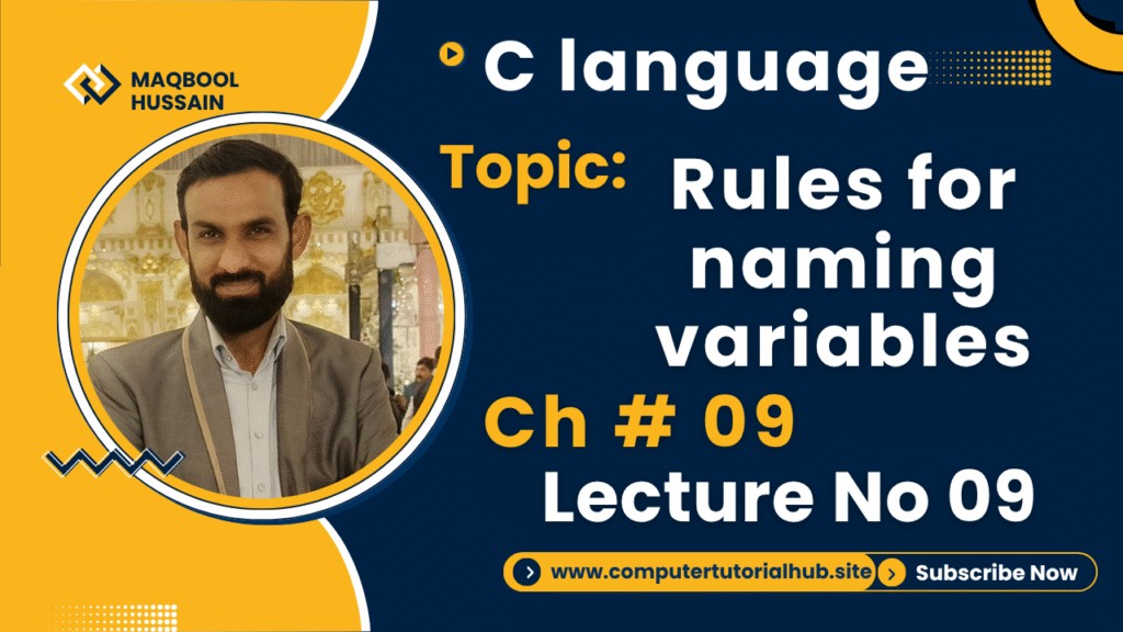 Lecture 9 Rules for naming variables