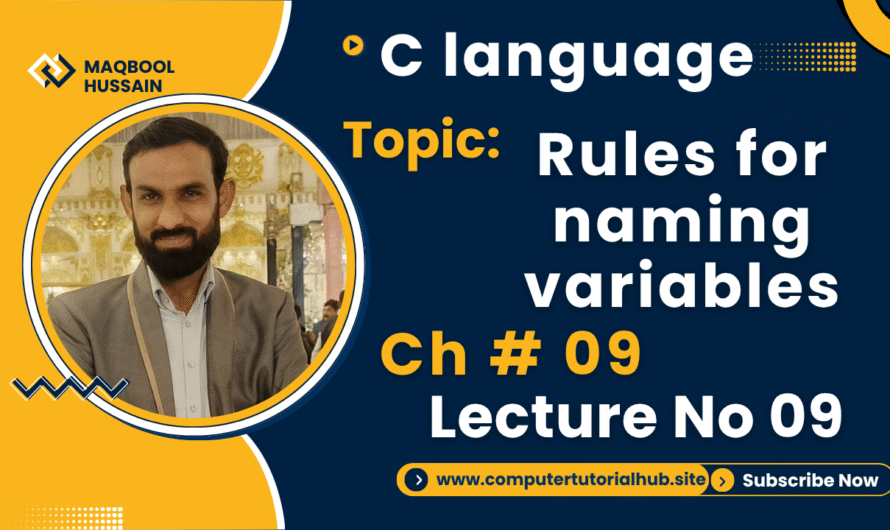 Lecture 9 Rules for naming variables